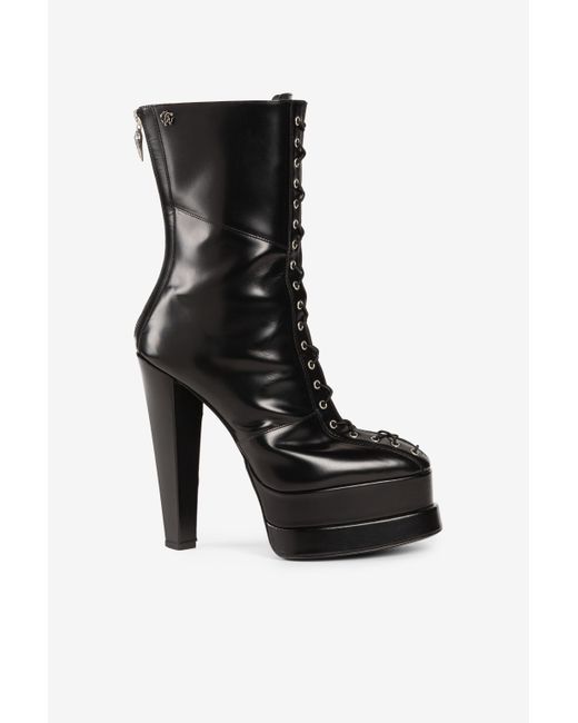 Bottes Plateforme À Lacets Roberto Cavalli en coloris Black