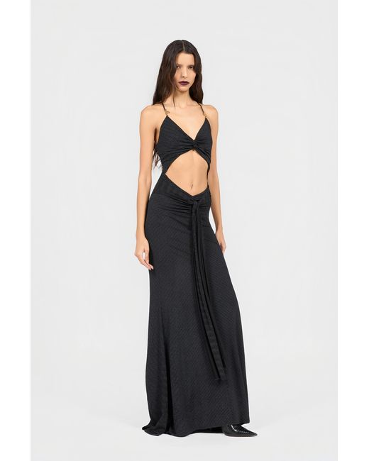 Roberto Cavalli Black Serpentine Print Maxi Dress