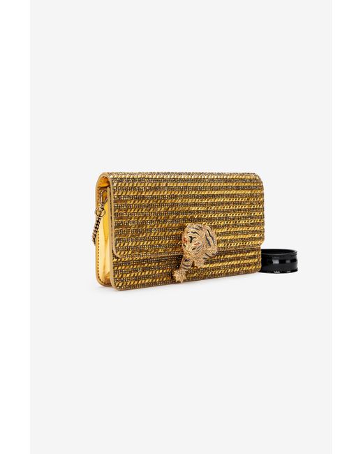 Bolso De Mano Clutch Roar Con Cristales Roberto Cavalli de color Green