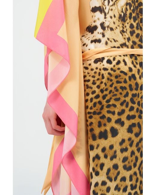 Roberto Cavalli Multicolor Silk Kaftan With Cavalli Pop Print