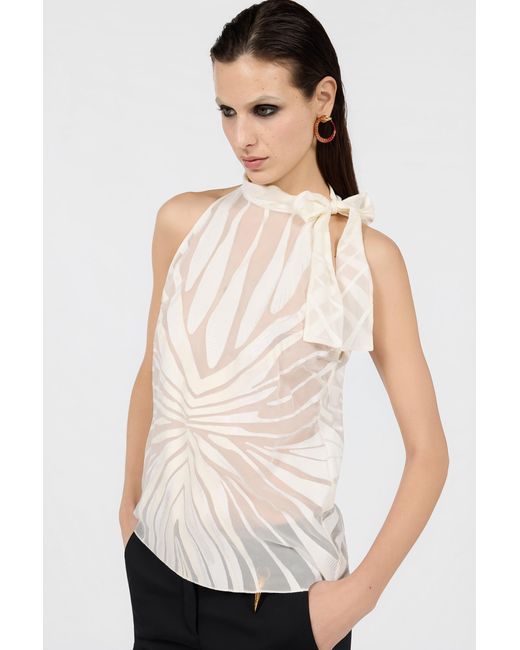 Roberto Cavalli White Top With Ray Devoré Print