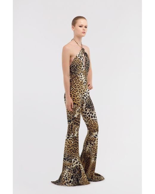 Roberto Cavalli White Jumpsuit With Jaguar Skin Print