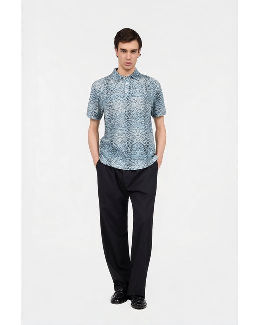 Roberto Cavalli Blue Baby Jaguar Print Polo for men
