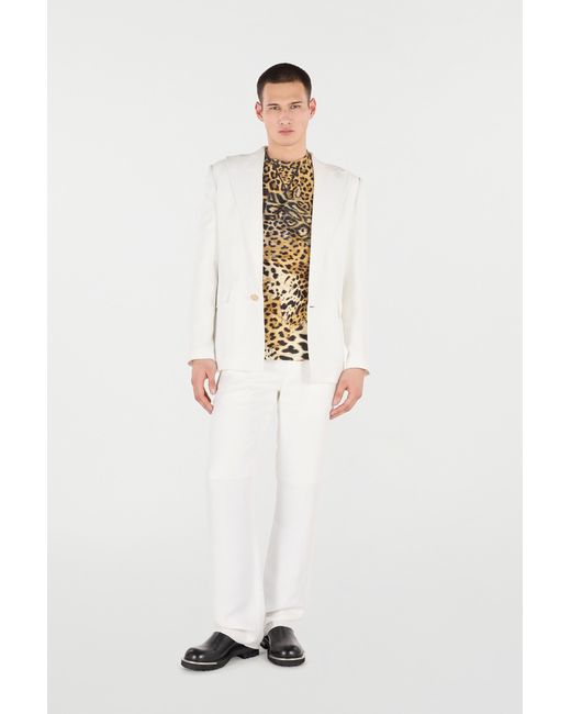 Roberto Cavalli White Single-Breasted Blazer for men