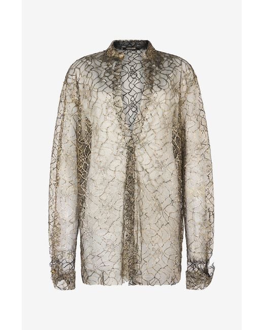 Roberto Cavalli Multicolor And See-Through Shirt With Embroidery