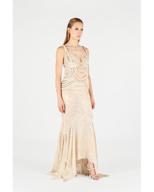Robe Longue Imprimé Wall Roberto Cavalli en coloris White
