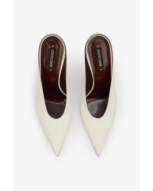 Roberto Cavalli White Serpentine Sabots