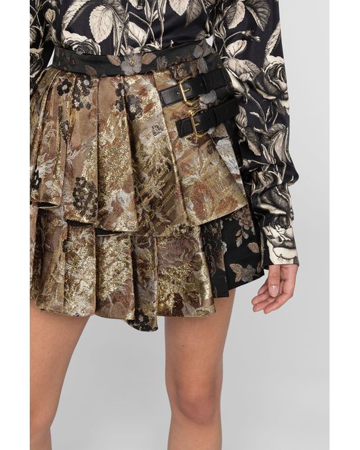 Roberto Cavalli Natural Floral-Brocade Mini Skirt