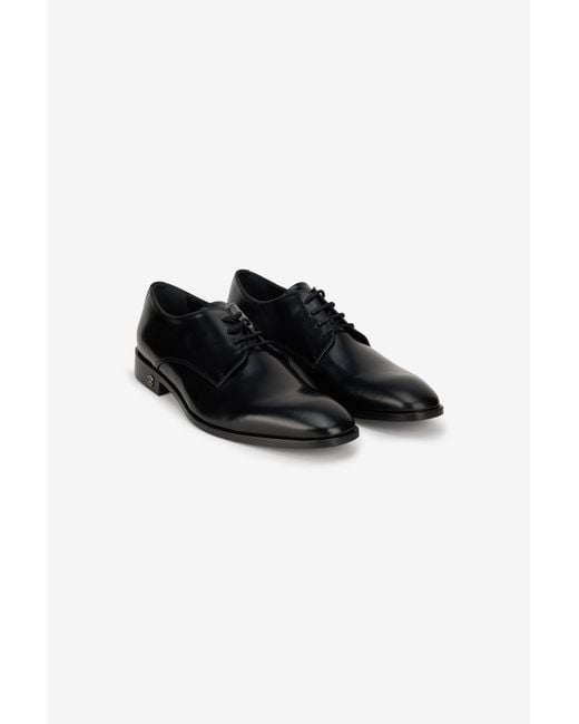 Roberto Cavalli Black Leather Shoes With Laced-Up Detail for men