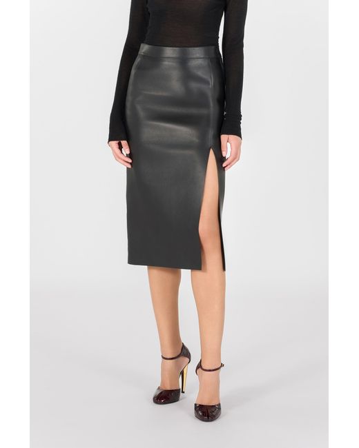 Roberto Cavalli Black Plain Midi Skirt