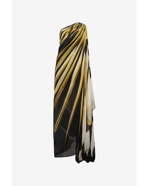 Robe Maxi En Soie Imprimé Ray Of Roberto Cavalli en coloris White