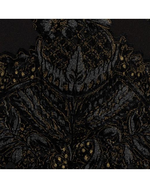 Roberto Cavalli Black Devoré Chenille Leggings With Ornamental Print