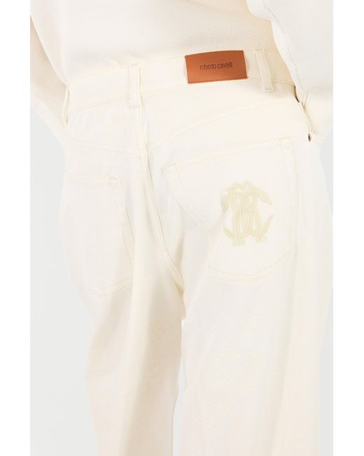 Roberto Cavalli White Python-Print Palazzo Pants