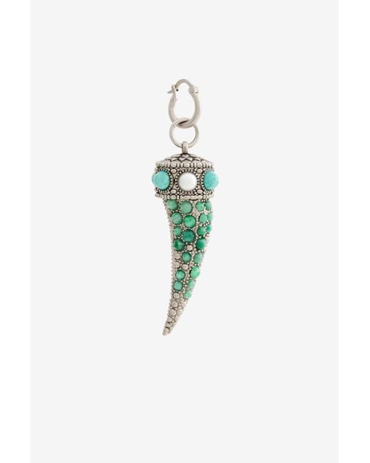 Roberto Cavalli Blue Tiger Tooth Embellished Earrings