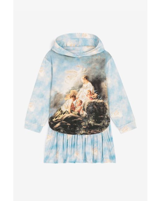 Roberto Cavalli White Wild Leda-Print Sweatshirt Dress