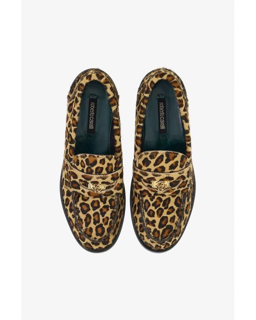 Roberto Cavalli Brown Jaguar Print Mocassins