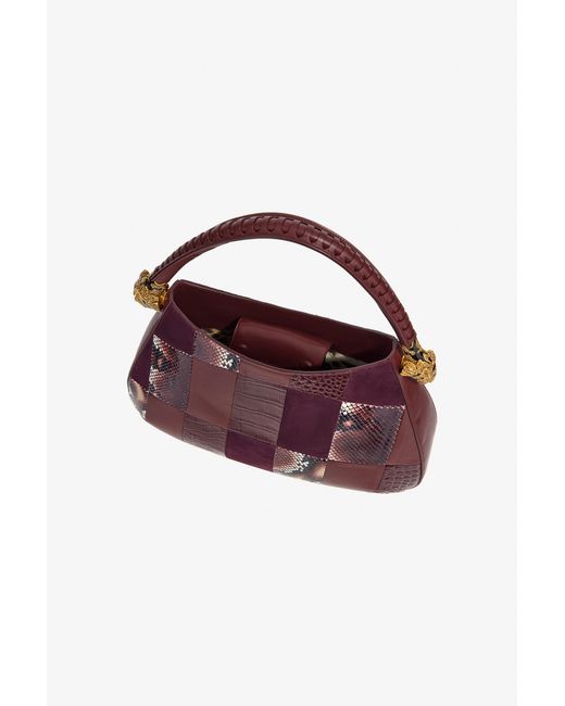 Roberto Cavalli Purple Patchwork Shoulder Bag