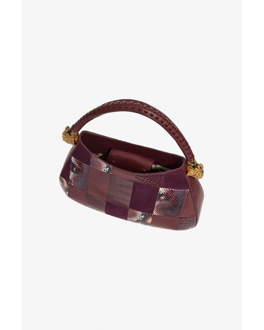 Roberto Cavalli Purple Patchwork Shoulder Bag