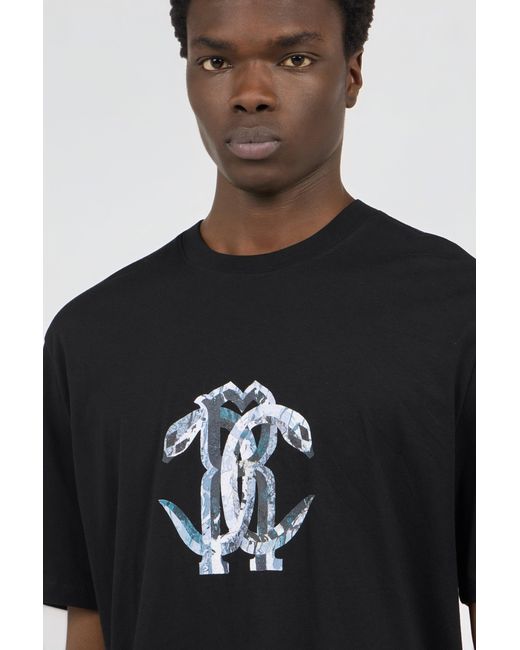 Roberto Cavalli Black T-Shirt With Logo for men