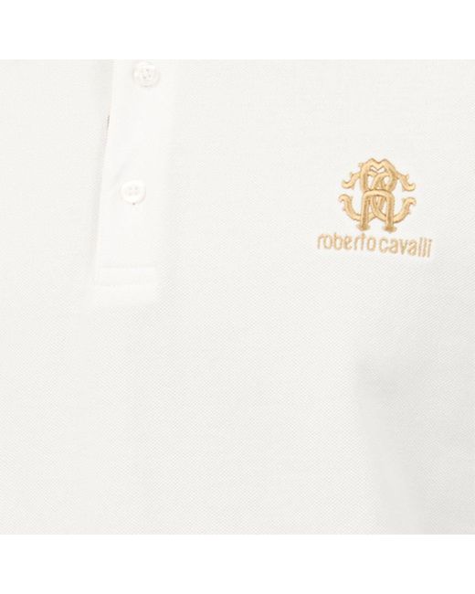 Roberto Cavalli White Jaguar Skin Detail Polo for men