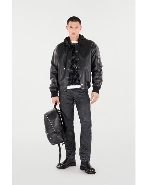 Roberto Cavalli Black Sweater With Plush Brocade Pattern for men