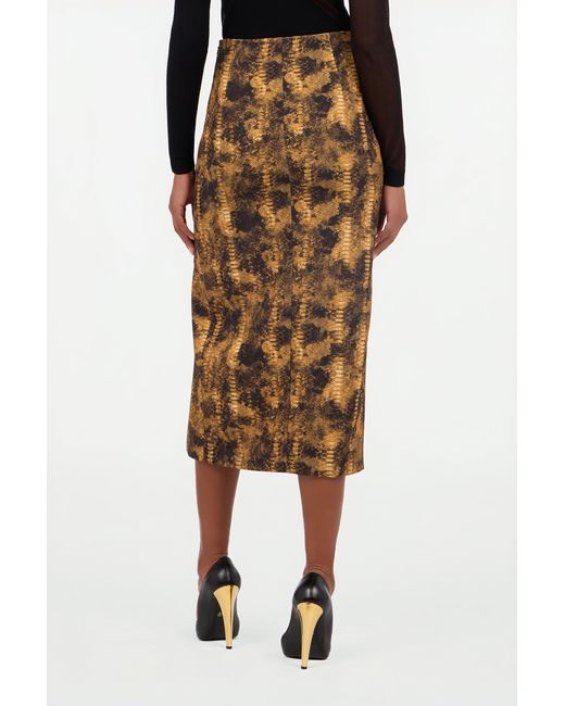 Roberto Cavalli Natural Cobra Print Pencil Skirt