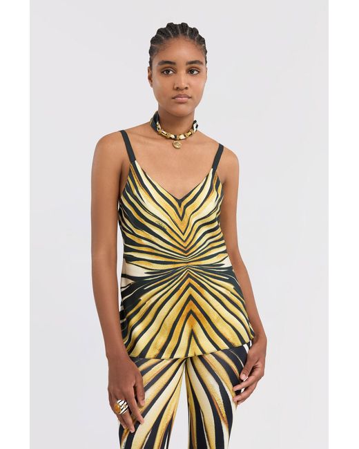 Roberto Cavalli Multicolor Ray Of Print Silk Top