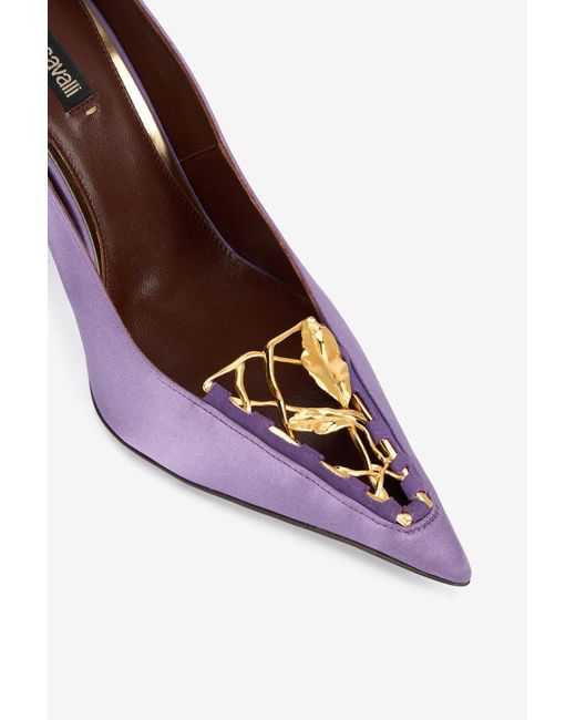 Roberto Cavalli Purple Lilac Pumps With Leaf Insert