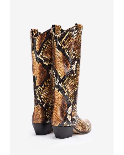 Roberto Cavalli Multicolor Texan Boots With Python Print