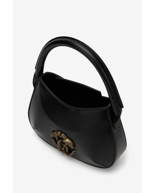 Roberto Cavalli Black Leather Top Handle Bag With Monogram Rc