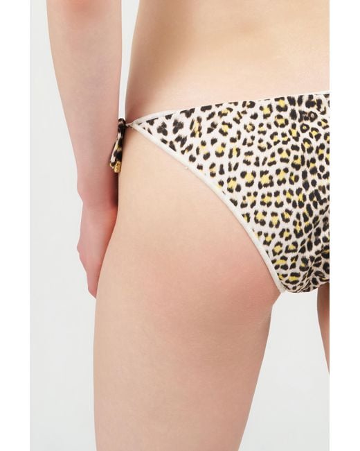 Roberto Cavalli White Pop Jaguar Print Bikini Bottom