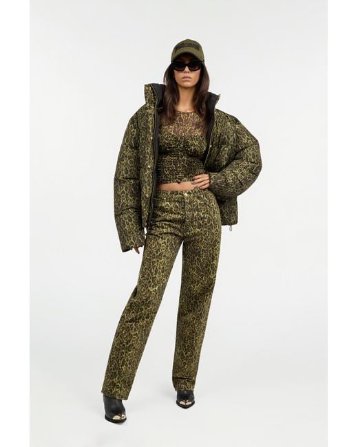 Roberto Cavalli Black Leopard Jacquard Print Reversible Puffer Jacket