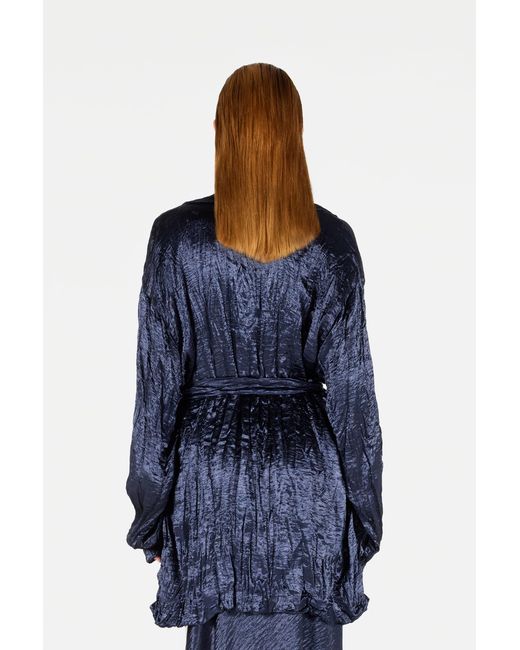 Chaqueta Con Efecto Crinkle Y Cinturón Roberto Cavalli de color Blue