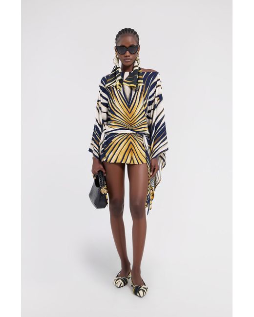 Caftano Stampa Ray Of di Roberto Cavalli in White