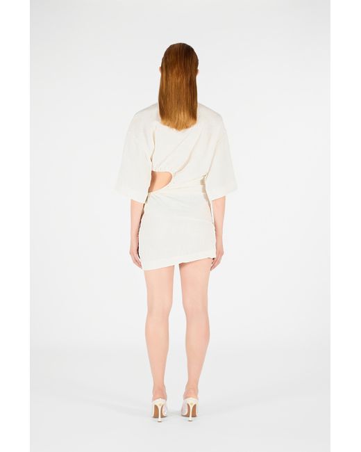 Roberto Cavalli White Solid Linen Short Dress