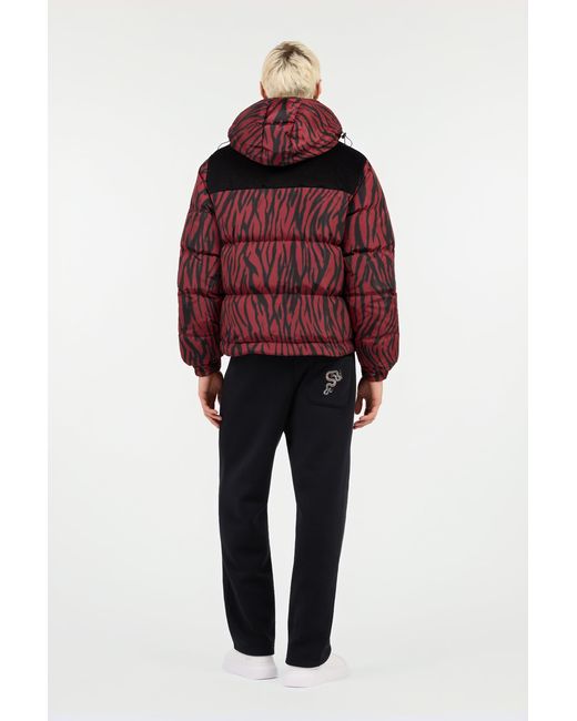 Roberto Cavalli Red Zebra Print Down Jacket for men