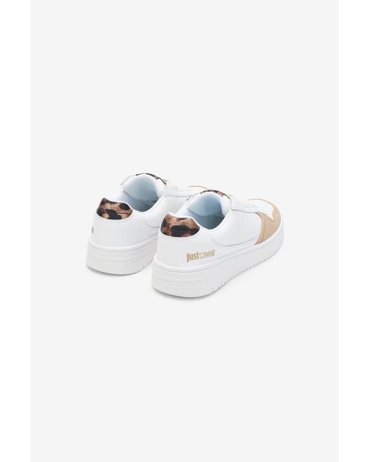Roberto Cavalli White Leather Sneakers