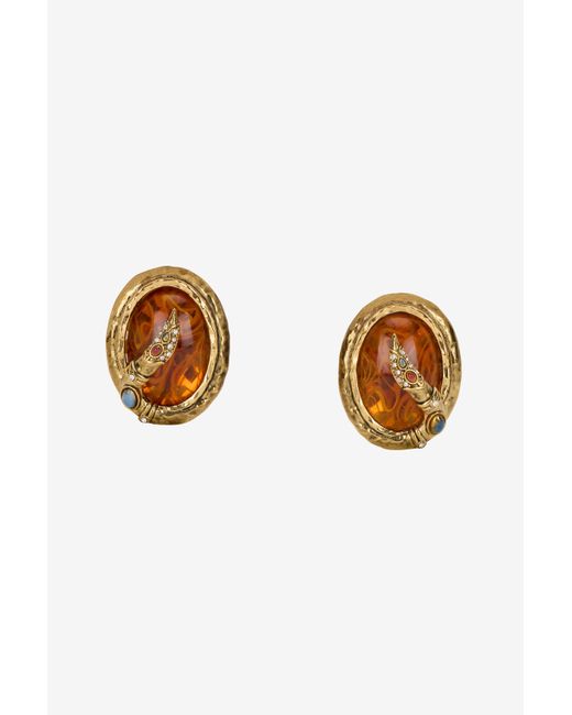 Roberto Cavalli Multicolor Amber-Effect Clip-On Earrings