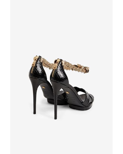 Roberto Cavalli Black Sandals With Jewel Panther Head