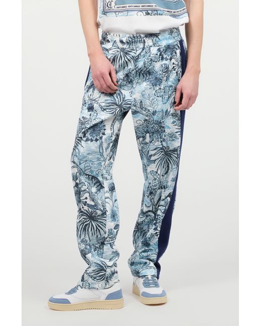 Roberto Cavalli Blue Sports Pants With All-Over Print for men
