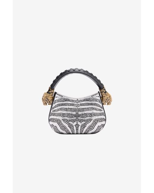Roberto Cavalli Blue Mini Roar Bag With Rhinestoned Zebra Pattern