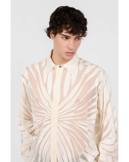 Roberto Cavalli Natural Shirt With Ray Devoré Print for men