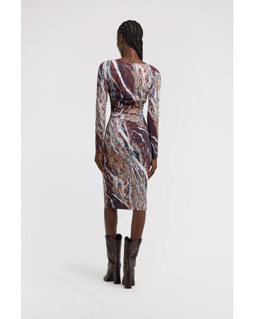 Roberto Cavalli White Marble Print Dress