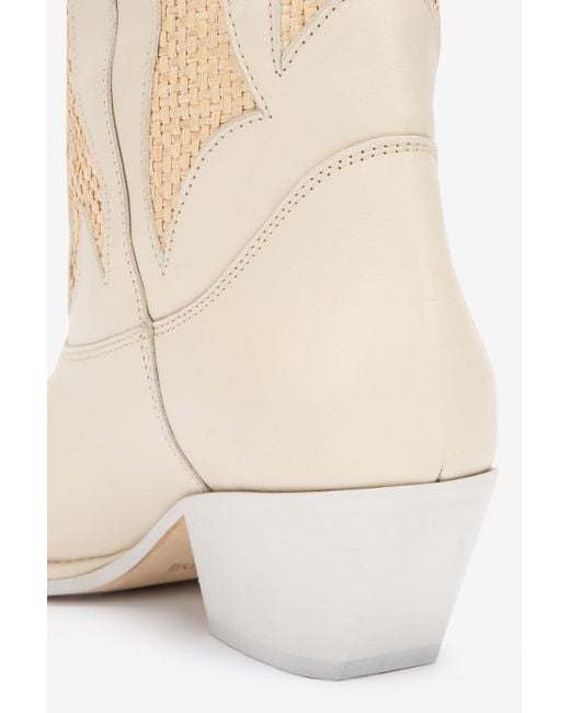 Roberto Cavalli White Texan Boots With Woven Inserts