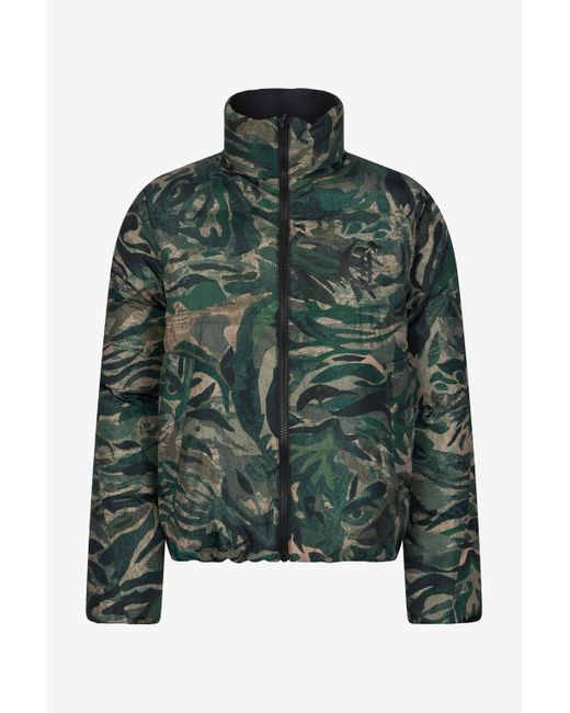 Roberto Cavalli Blue Reversible Tiger Camu Print Puffer Jacket for men