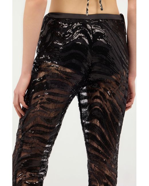 Roberto Cavalli Black Flared Pants With Zebra Pattern And Sequins