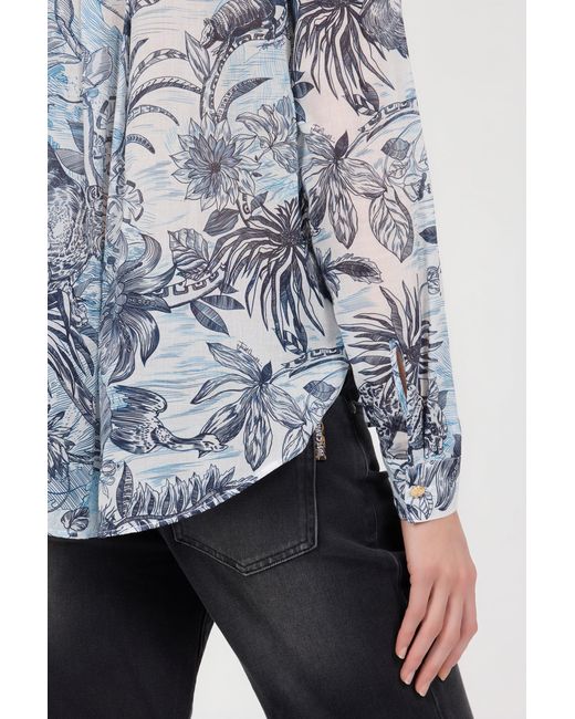 Roberto Cavalli Blue Stange Jungle Print Shirt