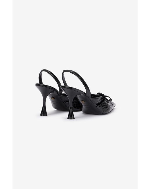 Roberto Cavalli Black Slingbacks Kroko