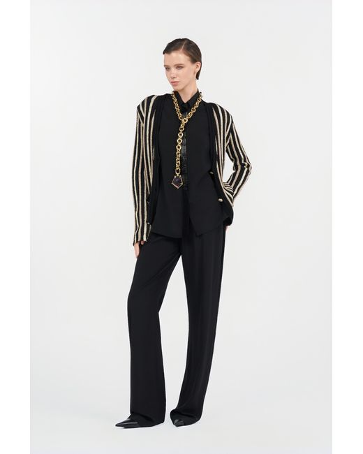 Roberto Cavalli Black Silk Shirt With Shimmering Detail