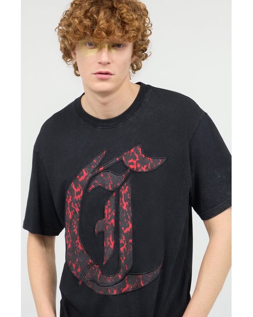 Roberto Cavalli Black T-Shirt With Jc Monogram Patch for men